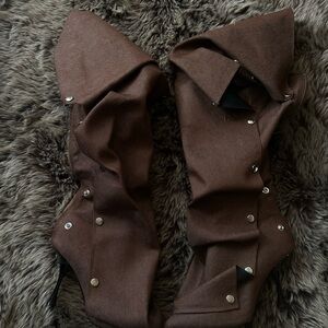 Brown High Heel Boots with Button Accents